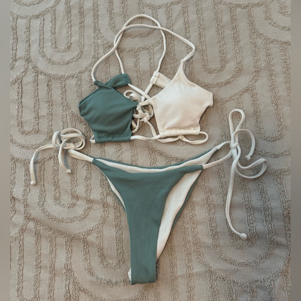 Sage and White Bikini